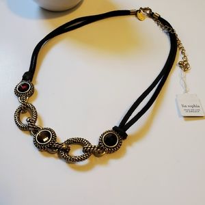 Lia Sophia NWT tri-color gem gold chain necklace